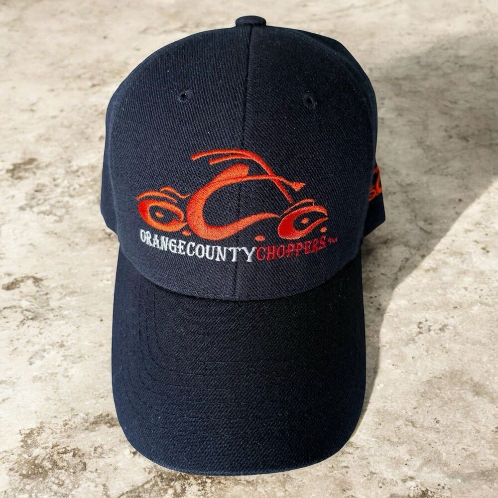 Vtg Y2K OCC ORANGE COUNTY CHOPPERS HAT Motorcycle Embroidered Adjustable Cap Blk